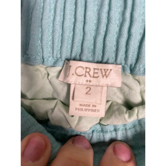 J.Crew, Sz 2, Aqua Blue Paperbag Waist Short Skirt, Linen & Cotton, Lightweight - Picture 5 of 8